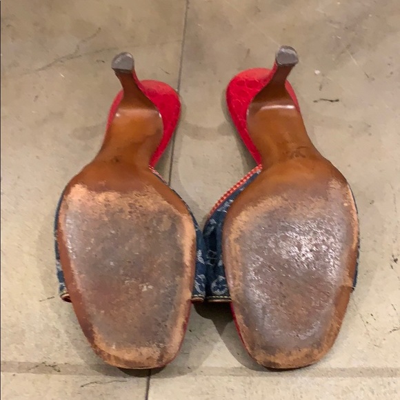 Louis Vuitton denim and alligator sandals - Picture 5 of 7